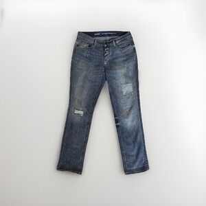 Old Navy Jeans Women's Sz 4 Regular Boyfriend Skinny Light Blue Distressed Patch